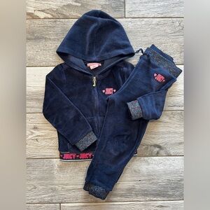 Juicy Couture Black Velour Jacket and Jogger set 2T